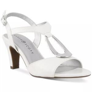 Karen Scott Women White Vegan Leather Danee Classic T-strap Dress Sandals Size 8
